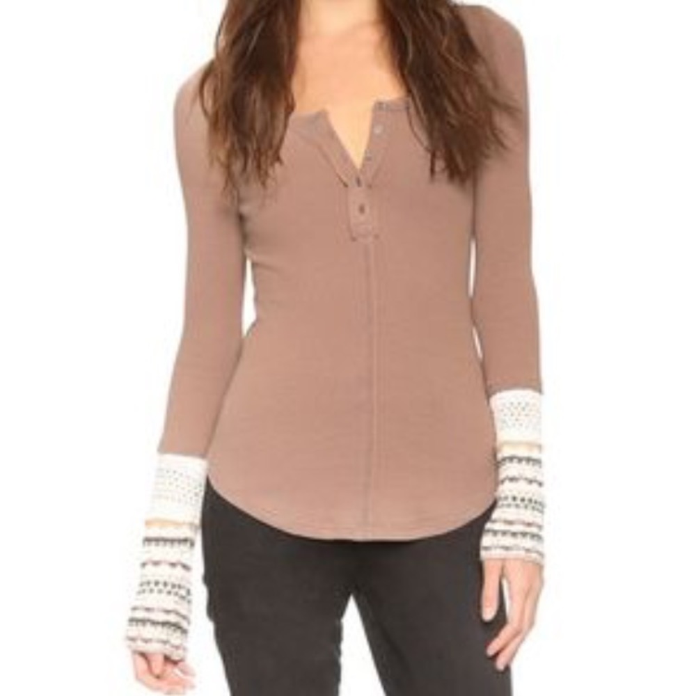 Free people Alpine cuff knit Henley - Picture 1 of 5